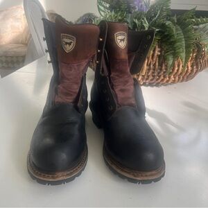 Irish Setter Black Leather Work Boots ULTRA DRY WP Sz 11 Oil/Slip Resist 83829